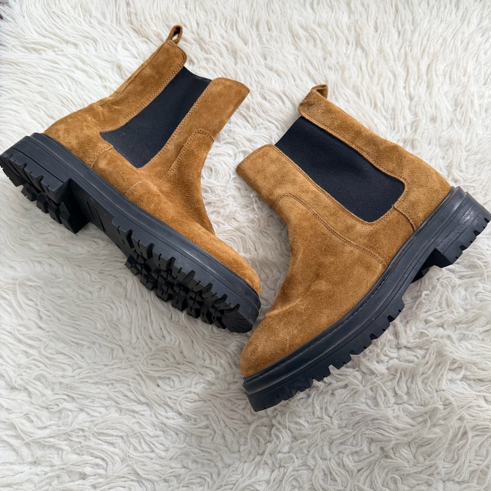 Sezane Low Lena Boots - Tan Suede